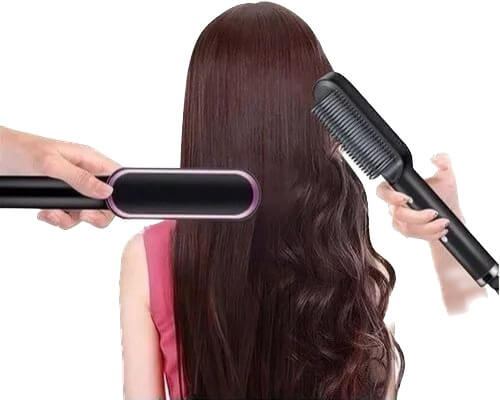 Escova Alisadora Stacy Hair [CABELOS LISOS NA HORA] 4 EM 1 Modela, Alisa, Anti-frizz e Hidrata